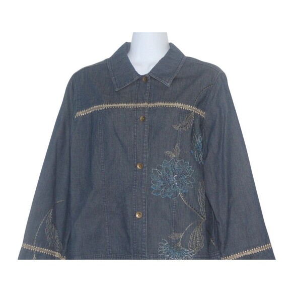 VTG Susan Bristol Women's PL Denim Jacket Embroidered and Beaded - Picture 2 of 5